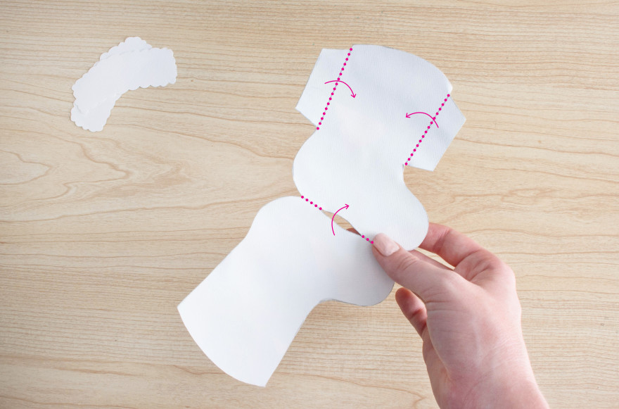 Christmas stocking card - fold the lines inwards