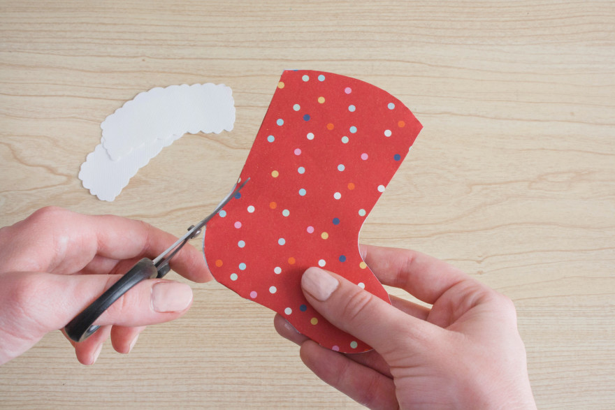 Christmas stocking card - trim edge to more neat