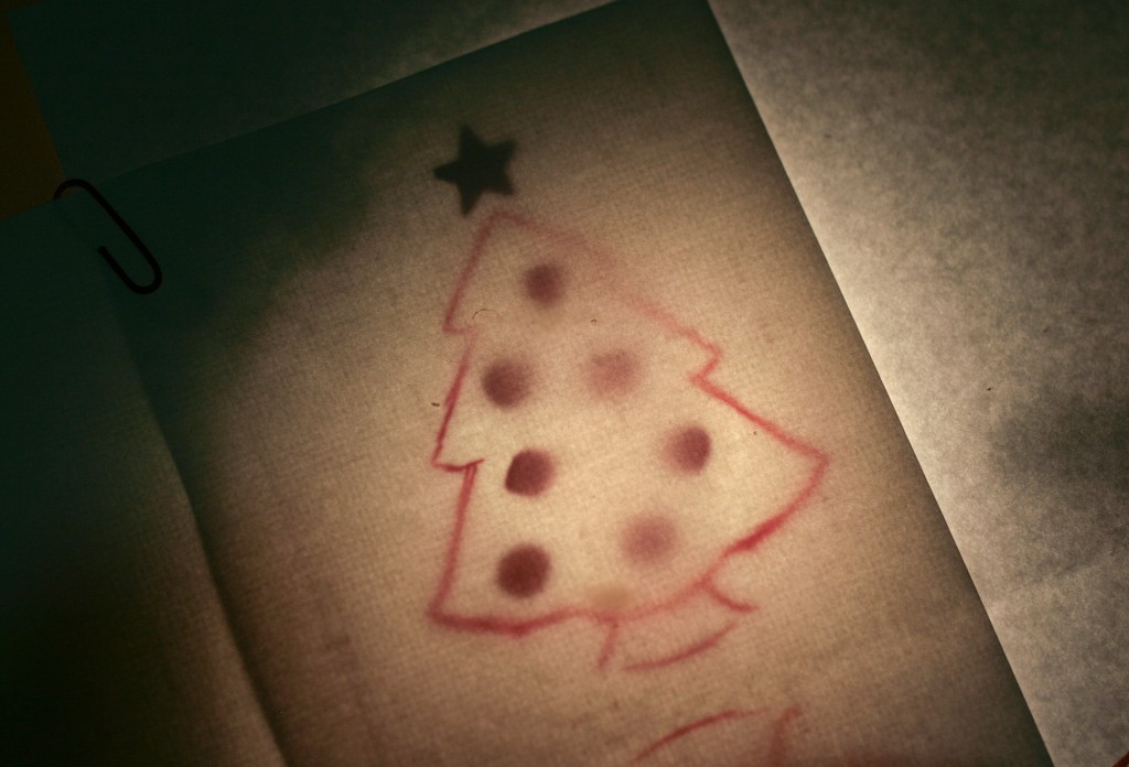 Watercolour christmas cards - using masking fluid