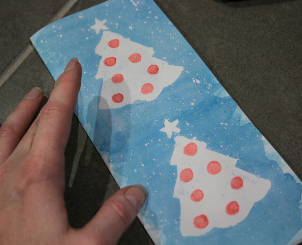 Watercolour christmas cards - baubles painted in
