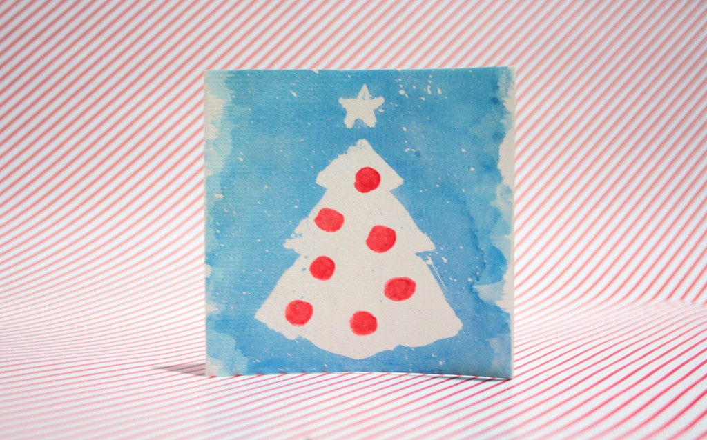 Watercolour christmas cards - The final card