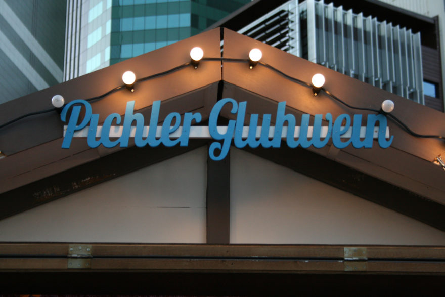 Signs lit up at the Brisbane Winter Festival
