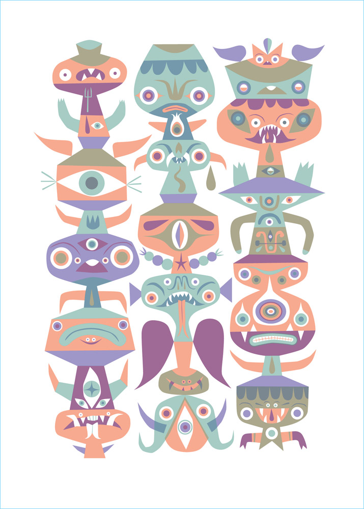 Tim Biskup - "Calendar Totem" Serigraph Print