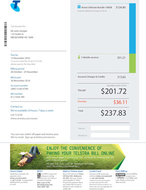 Telstra - bill statement