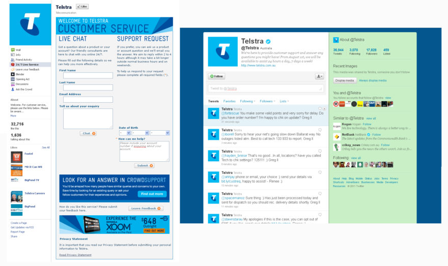 Telstra - Facebook and Twitter Accounts