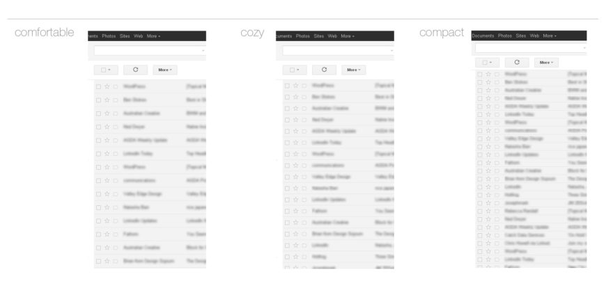 Gmail - display density