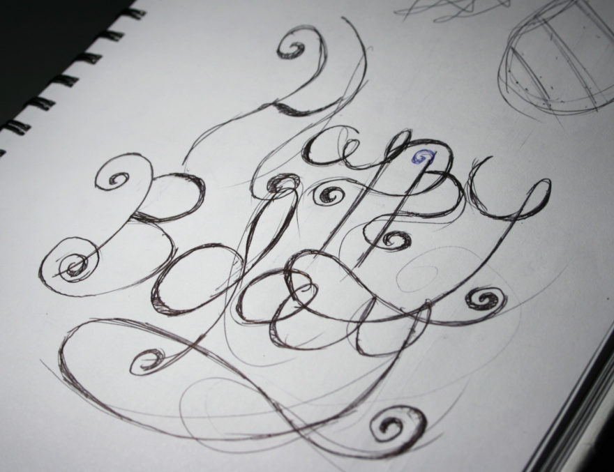February Birthday Cards - Typography Card - Original sketch