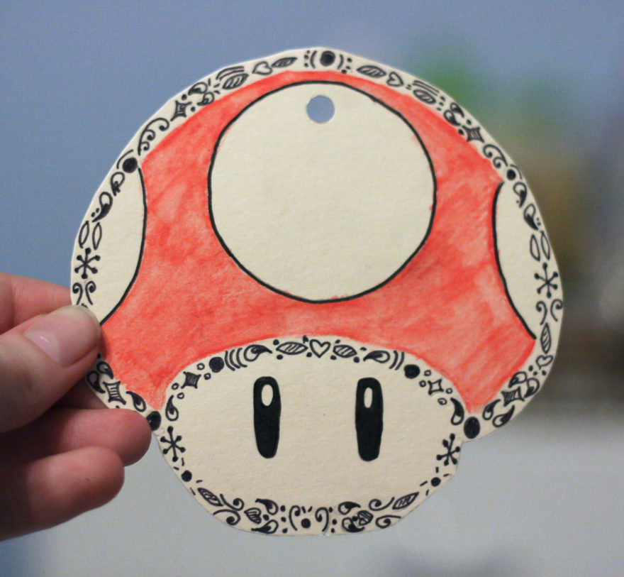 February Birthday Cards - Power-up mushroom - final card