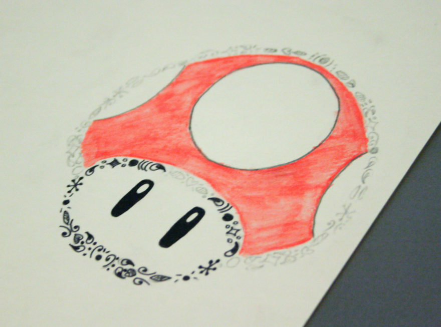 February Birthday Cards - Power up mushroom - colour and ink