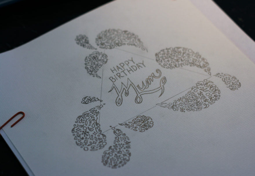 Mum's birthday card - tracing of my mockup
