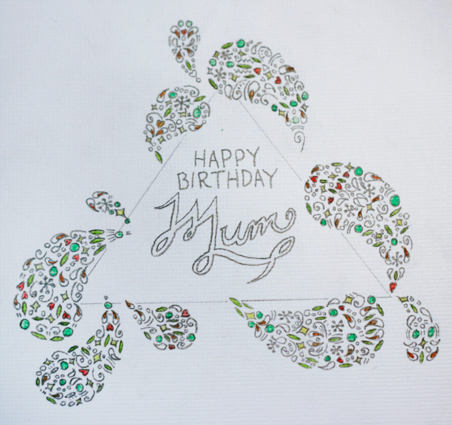 Mum's birthday card - Watercolour added