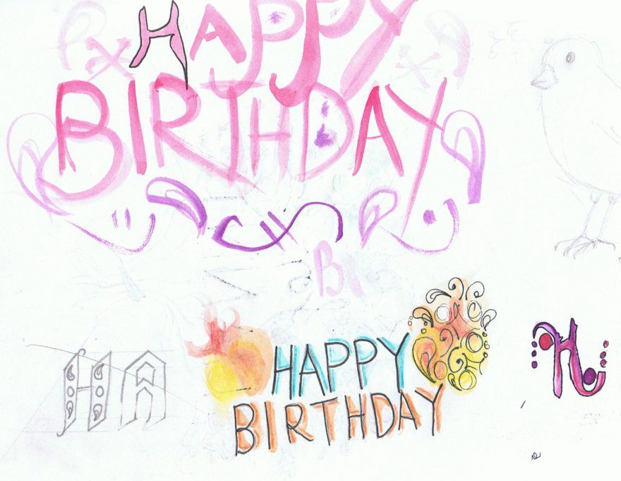 Sketchbook - Happy Birthday ideas in colour