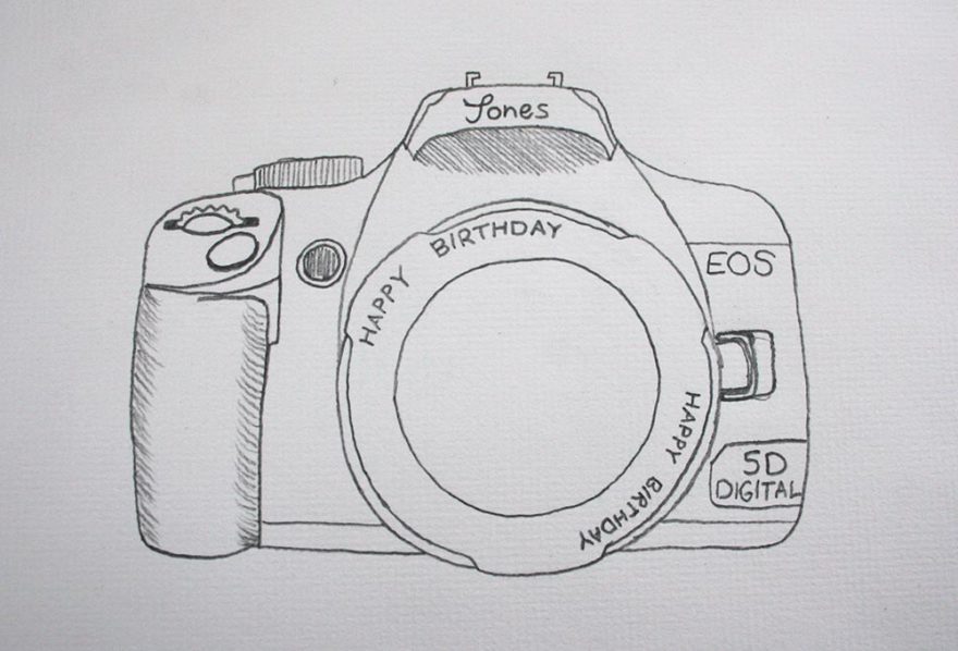 Camera birthday card - Traced onto card