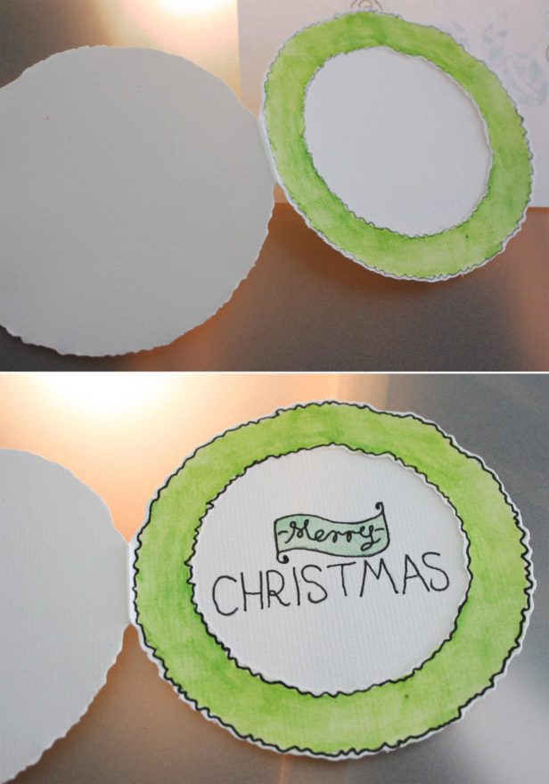 Christmas Cards 2012 - cutting out, watercolour and inking