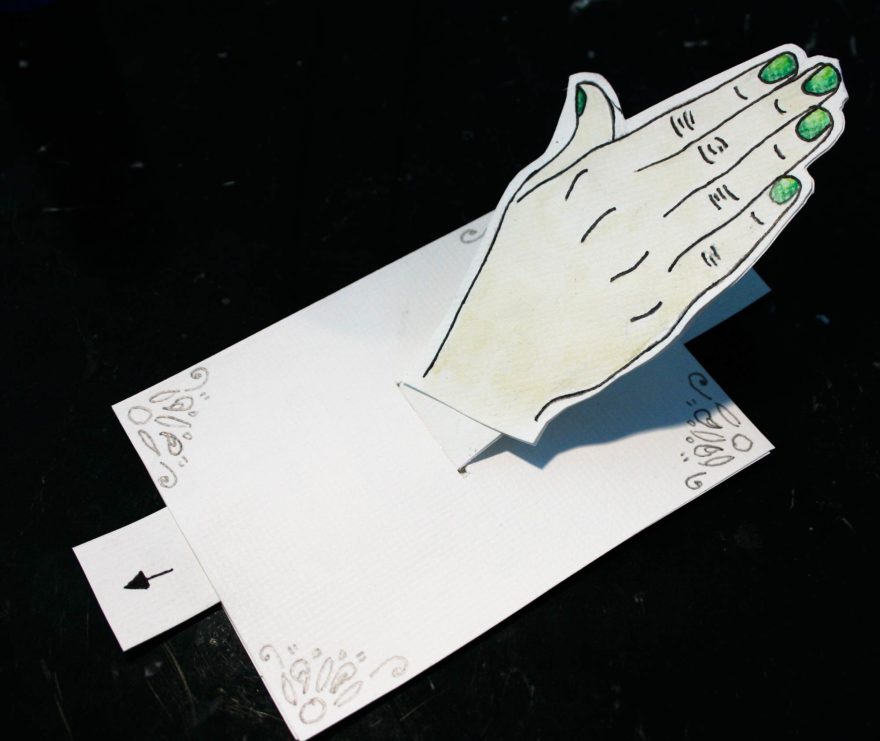 December birthday cards - pull tab birthday card artwork glued onto the tab