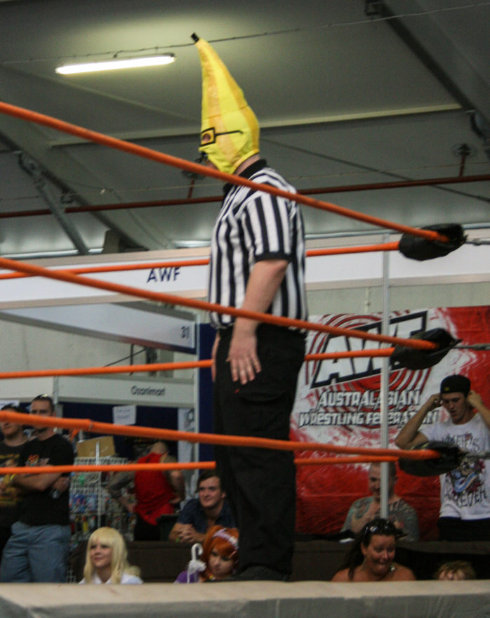 Supanova Brisbane 2013 - The Banana Ref in the AWF Wrestling Ring