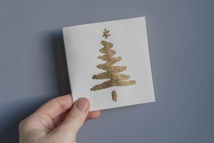 Handmade gold leaf Christmas cards