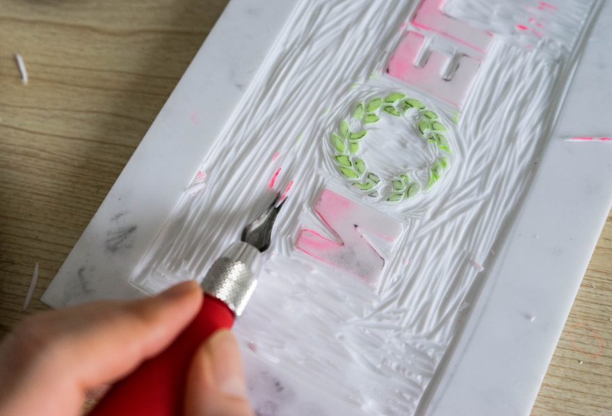 Cleaning up a lino print block