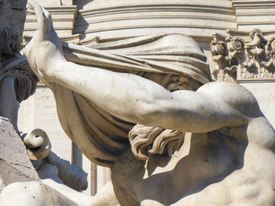 Rome - Fountain of the Four Rivers close up in Piazza Navona 