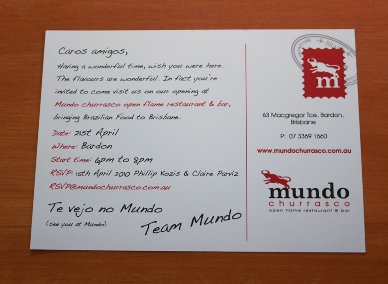Mundo Churrasco - Opening Night Invitations
