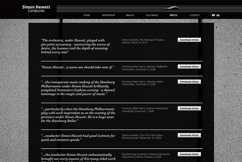 Simon Hewett Website - Press Page